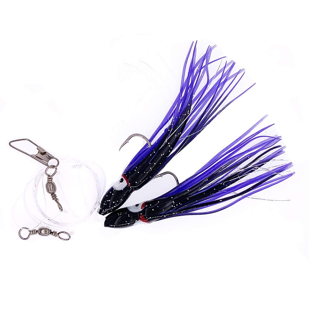 Multiple Hoochie Rigs Sanhu Hoochie Rigs - Purple/Black - 6 Packs - Walmart.com
