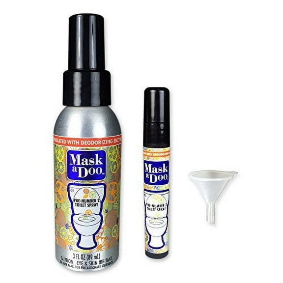 Sani 360 MaskaDoo Toilet Deodorizer Spray - As Seen On TV - Portable Toilet Odor Neutralizer Spray 3oz Bottle with 5ml Refill and Funnel, Citrus Peppermint Scent