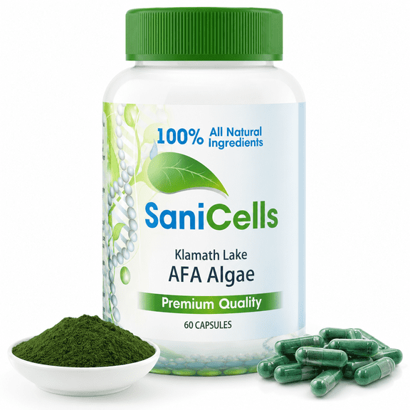 Troya Sani Cells Blue Green Algae Capsules, Organic Algae Immune Support Supplement, 1 Pack