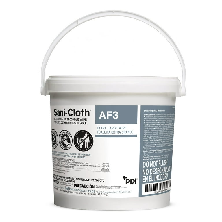 Sani-Cloth AF3 Germicidal Wipes, Surface Disinfectant, 7.5 in x 15 