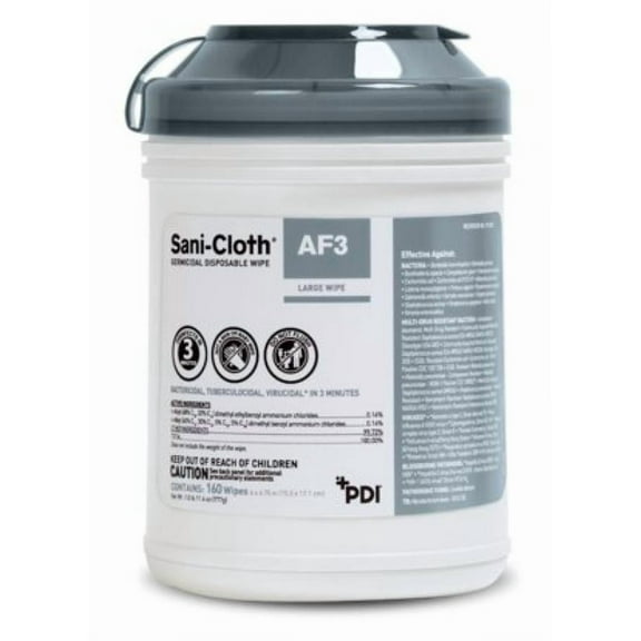 Sani-Cloth AF3 Surface Disinfectant Cleaner Premoistened Germicidal Wipe Canister, Mild Scent, 160 Count, 12 Pack