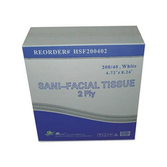 Sani Facial Tissue 2-Ply, White, 40 Sheets/Box