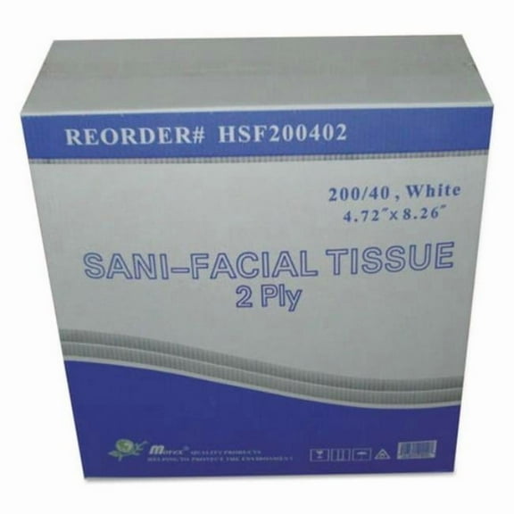 Sani Facial Tissue - 2-Ply - White - 40 Sheets per Box - Box of 200