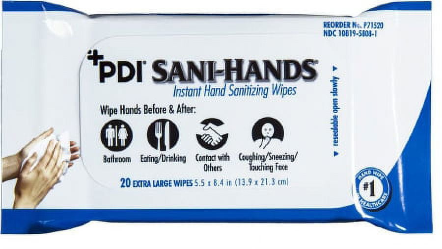 Sani-Hands Sanitizing Skin Wipe Soft Pack, Alcohol Scented, Pack of 20