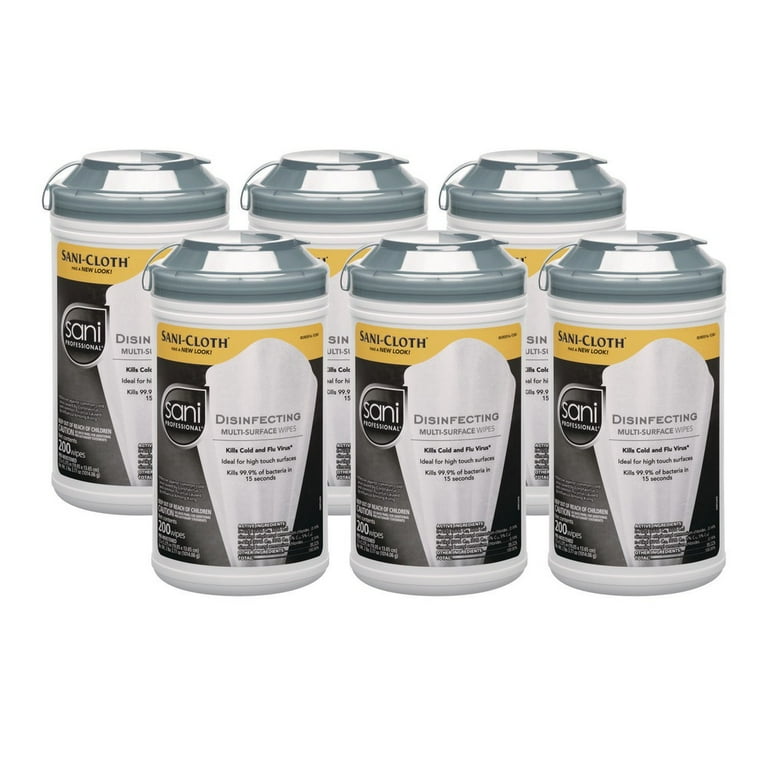 Disinfecting Multi-Surface Wipes, 7.5 x 5.38, White, 200/Canister, 6 Canisters/Carton Disinfecting Multi-Surface Wipes, 7.5 x 5.38, White, 200/Canister, 6 Canisters/Carton