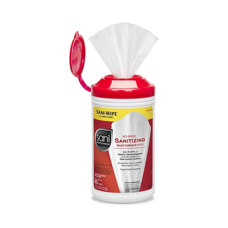 No-Rinse Sanitizing Multi-Surface Wipes, Unscented, White, 175/Container, 6/Carton No-Rinse Sanitizing Multi-Surface Wipes, Unscented, White, 175/Container, 6/Carton