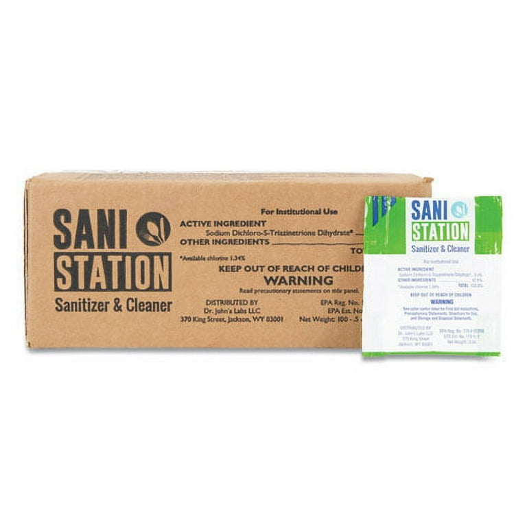 Sani Station Sanitizer and Cleaner, 0.5 oz Packets, 100/Pack Sani Station Sanitizer and Cleaner, 0.5 oz Packets, 100/Pack