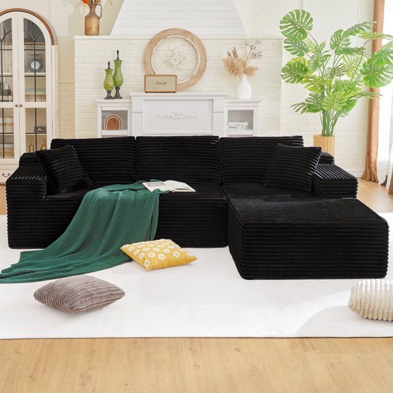 SaniCosi 108" Cloud Sectional Couch Sofa with L-Shape Chaise, Modern Modular Sofa Couch with Deep Seat, Upholstered Couches for Living Room Bedroom, No Assembly Required