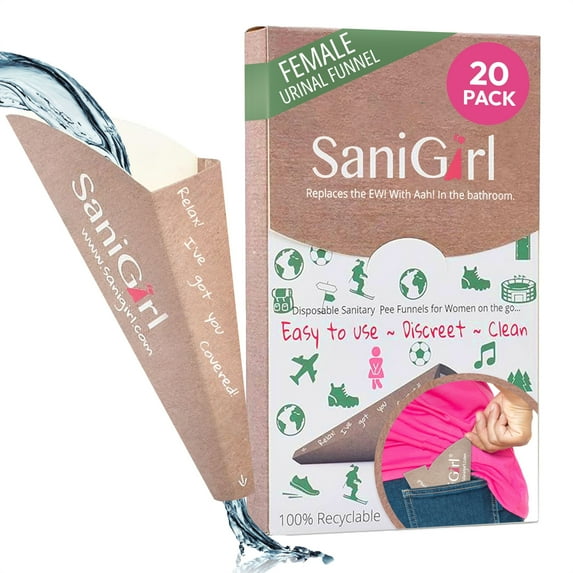 SaniGirl Pee Funnel for Women Female Portable Urination device for Travel (Pack of 20)