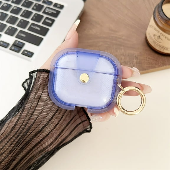 SaniMore for AirPods 3rd Generation 2021 Case with Keychain & Buckle Ring Holder Soft Elastic Silicone Magnetic Shell Transparent Anti-yellow Shockproof Wireless Charging, Purple