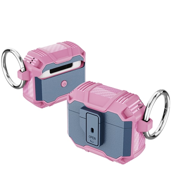 SaniMore for AirPods 3rd Generation 2021 Case with Secure Lock Clip Suppout Wireless Charging Rugged PC Full Body Protective Shockproof Case for Apple AirPods 3rd Generation 2021,Blue+Pink
