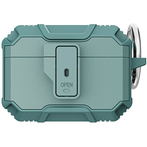 SaniMore for AirPods Pro Case with Secure Lock Clip Suppout Wireless Charging Rugged PC Full Body Protective Shockproof Case for Apple 2019 AirPods Pro, Green
