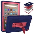 thumbnail image 1 of SaniMore for Amazon Fire HD 8 & 8 Plus (10th Generation, 2020) Back Case Hidden Kickstand Heavy Duty Protective Tri-layer Hybird Shockproof Rubber Case for Amazon Fire HD 8 & 8 Plus, Navy/Rose, 1 of 8