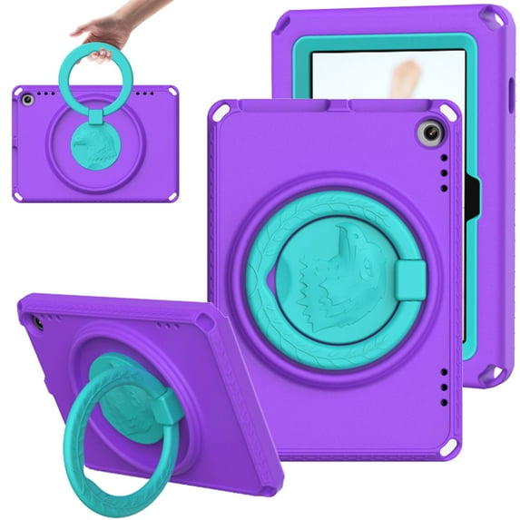 SaniMore for Amazon Fire HD 8 & 8 Plus (12th/10th Generation, 2022/2020) Case, Kid-friendly Shockproof EVA Backplane Two-layer Protective Case 360° Rotating Kickstand Holder Anti-fall Csae, Purple