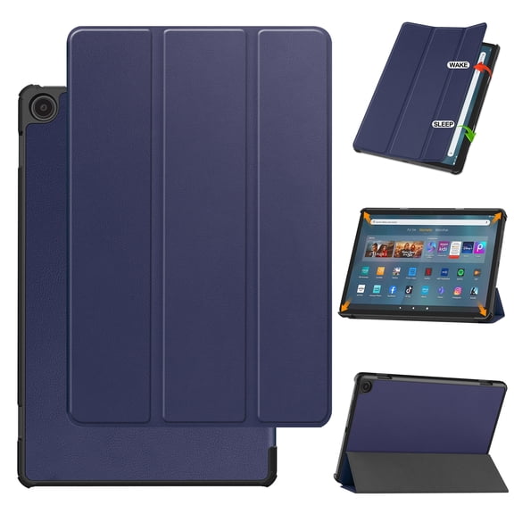 SaniMore for Amazon Fire Max 11 Tablet Case 11 inch, Auto Sleep/Wake, Folio Slim Rugged PC Cover Support Tri-Fold Kickstand Droop Proof Tablet Case for Amazon Fire Max 11 2023, Deep Blue