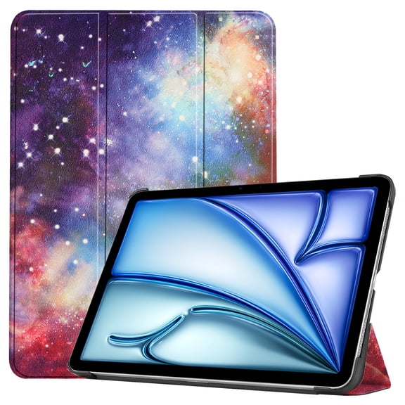 SaniMore for Apple iPad Air 13 (2024) Case, Auto Sleep/Wake, Rugged PC Case with Tri-Fold Kickstand [Support iPad 1st/3rd Pencil Charging] Shockproof Protective Case for Women Men, Milky Way