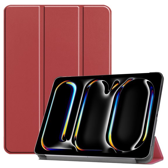 SaniMore for Apple iPad Pro 11 (2024) Case, Auto Sleep/Wake, Rugged PC Case with Tri-Fold Kickstand [Support iPad 1st/3rd Pencil Charging]  Shockproof Protective Case for Women Men, Winered