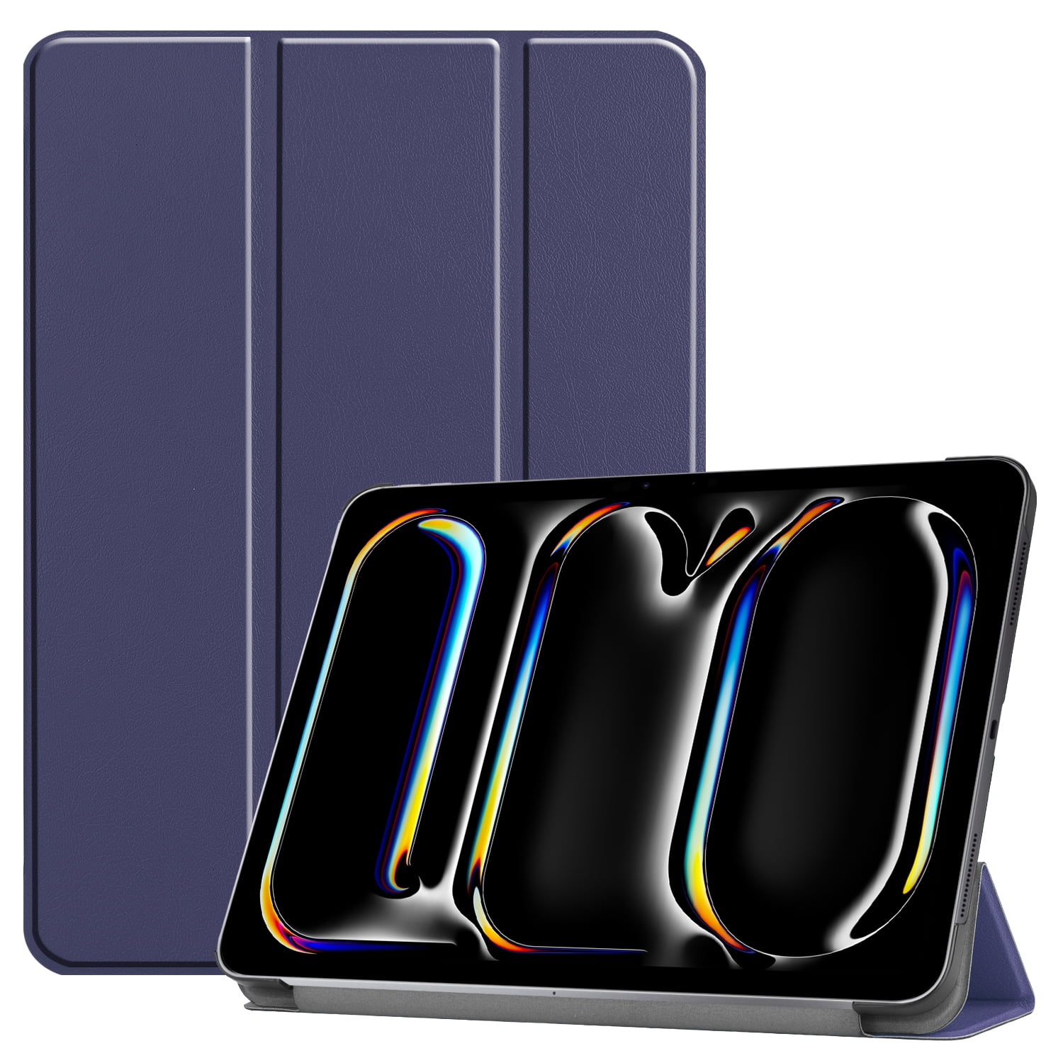 SaniMore for Apple iPad Pro 11 (2024) Case, Auto Sleep/Wake, Rugged PC Case with Tri-Fold Kickstand [Support iPad 1st/3rd Pencil Charging]  Shockproof Protective Case for Women Men, Darkblue
