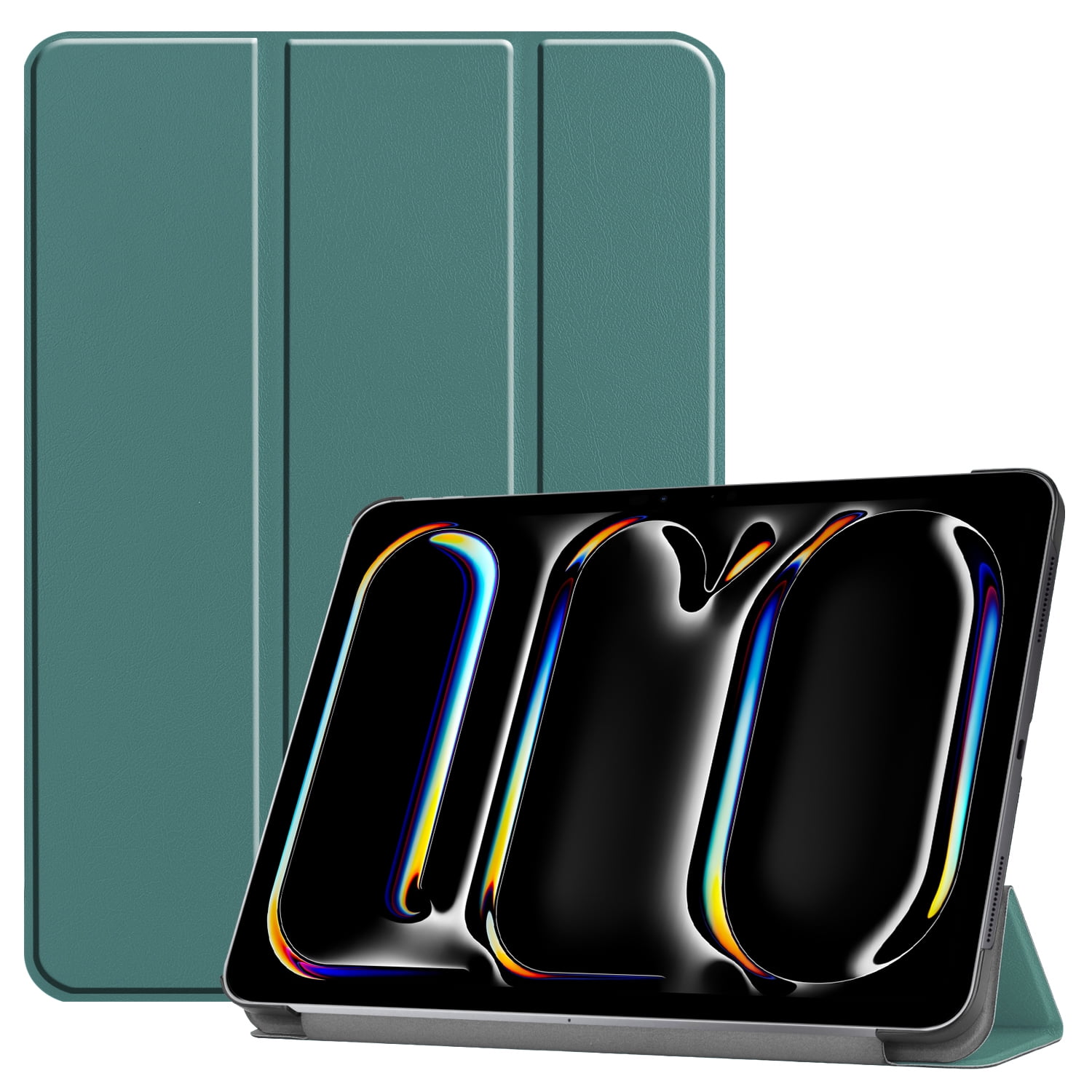 SaniMore for Apple iPad Pro 11 (2024) Case, Auto Sleep/Wake, Rugged PC Case with Tri-Fold Kickstand [Support iPad 1st/3rd Pencil Charging]  Shockproof Protective Case for Women Men, Darkgreen