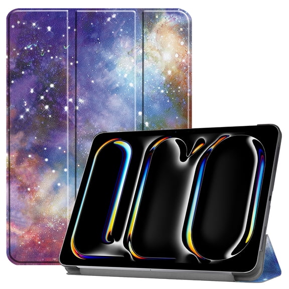 SaniMore for Apple iPad Pro 13 (2024) Case, Auto Sleep/Wake, Rugged PC Case with Tri-Fold Kickstand [Support iPad 1st/3rd Pencil Charging] Shockproof Protective Case for Women Men, Milky Way