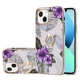 thumbnail image 1 of SaniMore for Apple iPhone 14 Plus Case 6.7-inch, Shockproof TPU Fashion Marble Pattern Cover for iPhone 14 Plus Women Men with Ring Kickstand Holder Clear Bumper Protection Cover, Purple, 1 of 5