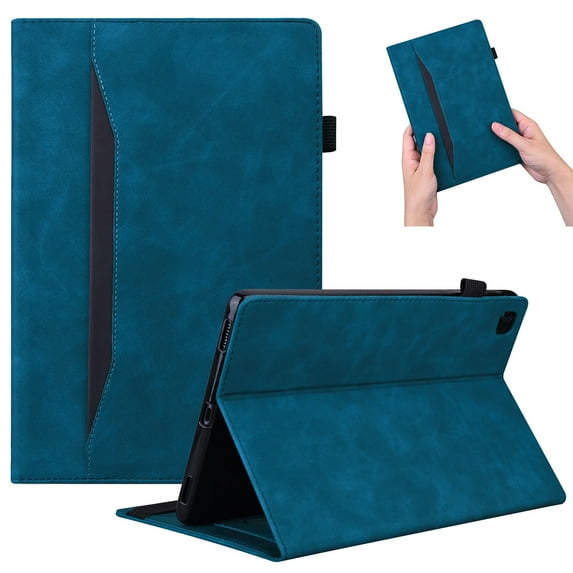 SaniMore Business Case for Samsung Galaxy Tab A8 10.5" 2022 SM-X200/X205, PU Leather Case Shockproof TPU Shell Card Holder Hand Rope Anti-slip Strip Full Protective Wallet Tablet Magneic Case, Blue