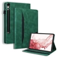 thumbnail image 1 of SaniMore Business Case for Samsung Galaxy Tab S9/Tab S7/Tab S8/Tab S7 (Model SM-X700/X710/X706/T870), PU Leather Shockproof TPU Card Holder Hand Rope Anti-slip Strip Protective Wallet Cover, Green, 1 of 8