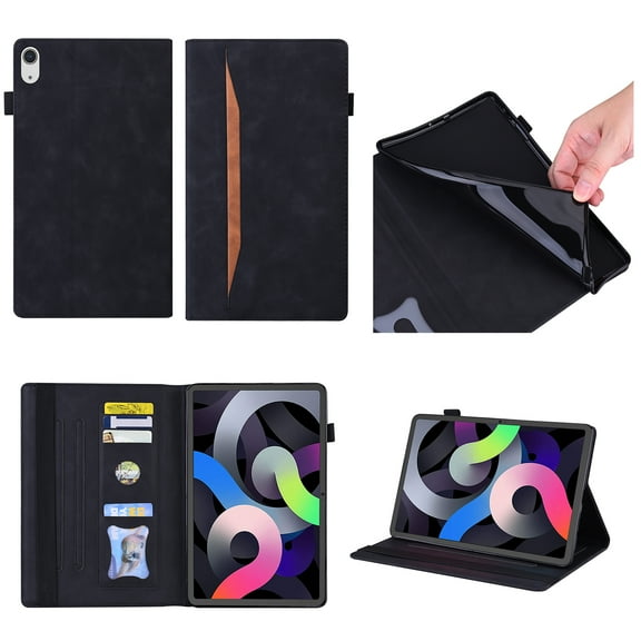 SaniMore Business Case for iPad 10th Generation 10.9" 2022, PU Leather Case Shockproof TPU Shell Card Holder Hand Rope Anti-slip Strip Full Protective Wallet Case For iPad 10th Gen 10.9" 2022, Black
