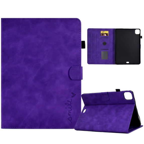 SaniMore Business Case for iPad Pro 11 2024, PU Leather Case Shockproof TPU Shell Card Holder Hand Rope Anti-slip Strip Full Protective Wallet Tablet Magneic Case For iPad Pro 11 2024, Purple