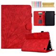 thumbnail image 1 of SaniMore Case for Amazon Fire HD 8 & 8 Plus (12th/10th Generation, 2022/2020), PU leather Embossed Tree Auto Sleep/Wake Pen Holder Card Slots Anti-slip Strip Flip Folio Wallet Business Cover, Red, 1 of 9