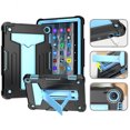 thumbnail image 1 of SaniMore Case for Amazon Fire HD 8 & 8 Plus (12th Generation, 2022), Shockproof Silicone Backplane & Rugged PC Frame Built-in Hidden Kickstand Anti-drop Heavy Duty Protective Case, Black/Blue, 1 of 6
