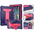 thumbnail image 1 of SaniMore Case for Amazon Fire HD 8 & 8 Plus (12th Generation, 2022), Shockproof Silicone Backplane & Rugged PC Frame Built-in Hidden Kickstand Anti-drop Heavy Duty Protective Case,  Navy/Rose, 1 of 7