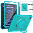 thumbnail image 1 of SaniMore Case for Apple iPad Air 11 (2024), with Shoulder Strap Pencil Slot Hybird PC TPU Back Cover 360° Ratating Handle Bracket Shockproof Anti-fall Rugged Kids Shell, Blue, 1 of 21