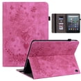 thumbnail image 1 of SaniMore Case for Fire 7" 12th Gen 2022, Anti-slip Grooves Kickstand [Pencil Holder Card Slots] Embossed Rose PU Leather Luxury Girly Shockproof TPU Wallet Shell, Rose, 1 of 8