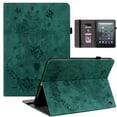 thumbnail image 1 of SaniMore Case for Fire 7" 12th Gen 2022, Anti-slip Grooves Kickstand [Pencil Holder Card Slots] Embossed Rose PU Leather Luxury Girly Shockproof TPU Wallet Shell, Green, 1 of 8