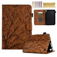 thumbnail image 1 of SaniMore Case for Fire 7" 12th Gen 2022, PU leather Embossed Tree with Auto Sleep/Wake Pen Holder Card Slots Anti-slip Strip Flip Folio Wallet Business Cover, Brown, 1 of 9