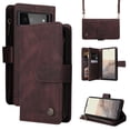 thumbnail image 1 of SaniMore Case for Google Pixel 6 6.4" 2021, PU Leather Zipper Wallet Cover [RFID Blocking] Card Slot Magnetic Clsap Flip Folio Wrist/Crossbody Strap Kickstand Full Protective Cover, Brown, 1 of 18