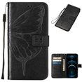 thumbnail image 1 of SaniMore Case for Google Pixel 7 (6.3" 2022), PU Leather Skin with Luxury Embossed Butterfly [Wrist Strap & Card Slots & Flip Kickstand] Full-body Shockproof Business Wallet Cover , Black, 1 of 10