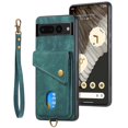 thumbnail image 1 of SaniMore Case for Google Pixel 7 Pro 6.7" 2022, [Flip Card Slot Design Kickstand] Removeable Wrist Strap Magnetic Car Mount Wear-resistant PU Leather Skin Shockproof Anti-drop Shell, Green, 1 of 9