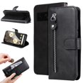 thumbnail image 1 of SaniMore Case for Google Pixel 7 Pro 6.7" 2022, Zipper Wallet Pocket Caed Slots Retro PU Leather Shockproof Drop-proof Flip Kickstand All-around Protective Shell For Google Pixel 7 Pro, Black, 1 of 11