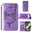 thumbnail image 1 of SaniMore Case for Google Pixel 7A, PU Leather Luxury Embossed Butterfly Glitter Diamond [Wrist Strap & Card Slots & Flip Kickstand] Full-body Shockproof Wallet Cover For Google Pixel 7A, Lightpurple, 1 of 7