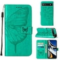 thumbnail image 1 of SaniMore Case for Google Pixel 8 (2023), PU Leather Skin with Luxury Embossed Butterfly [Wrist Strap & Card Slots & Flip Kickstand] Full-body Shockproof Business Wallet Cover For Google Pixel 8, Green, 1 of 4