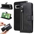 thumbnail image 1 of SaniMore Case for Google Pixel 8 6.3" 2023, Zipper Wallet Pocket Caed Slots Retro PU Leather Shockproof Drop-proof Flip Kickstand All-around Protective Shell For Google Pixel 8,Black, 1 of 12