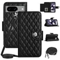 thumbnail image 1 of SaniMore Case for Google Pixel 8, PU Leather 3D Lattice Stylish for Girls Crossbody Lanyard Flip Kickstand Card Slots Cash Pocket Magnetic Clasp Full Body Protective Shockproof Wallet Shell, Black, 1 of 9
