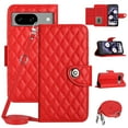thumbnail image 1 of SaniMore Case for Google Pixel 8, PU Leather 3D Lattice Stylish for Girls Crossbody Lanyard Flip Kickstand Card Slots Cash Pocket Magnetic Clasp Full Body Protective Shockproof Wallet Shell, Red, 1 of 9