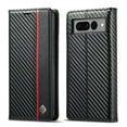 thumbnail image 1 of SaniMore Case for Google Pixel 8 Pro 6.7" 2023, Carbon Fiber Skin PU Leather Flip Filio TPU Cover Kickstand Card Slots Cash Pocket Full Body Protetcion Wallet Shell, Black Vertical Line, 1 of 13