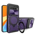 thumbnail image 1 of SaniMore Case for Google Pixel 8 Pro (6.7" 2023), [Magnetic Car Mount] Hidden 360°Rotation Ring Kickstand + Slide Lens Cover Hybird Heavy Duty Protective Shell [Shockproof Anti-fall] - Purple, 1 of 11
