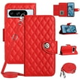 thumbnail image 1 of SaniMore Case for Google Pixel 8 Pro, PU Leather 3D Lattice Stylish for Girls Crossbody Lanyard Flip Kickstand Card Slots Cash Pocket Magnetic Clasp Full Body Protective Shockproof Wallet Shell, Red, 1 of 9