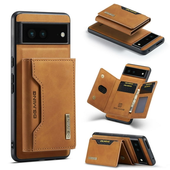 SaniMore Case for Google Pixel 8, Retro PU Leather Case Soft TPU Inner Detachable Magnetic Folding Card Pocket Flip Kickstand Anti-drop Shockproof Protectiive Cover For Google Pixel 8, Brown