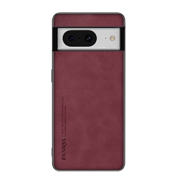 SaniMore Case for Google Pixel 8A (2023), Luxury PU Leather Lens Protection Metal Hidden Bracket Slim Lightweight Shockproof Anti-fall Bumper Drop Resistant Shell for Google Pixel 8A - Winered